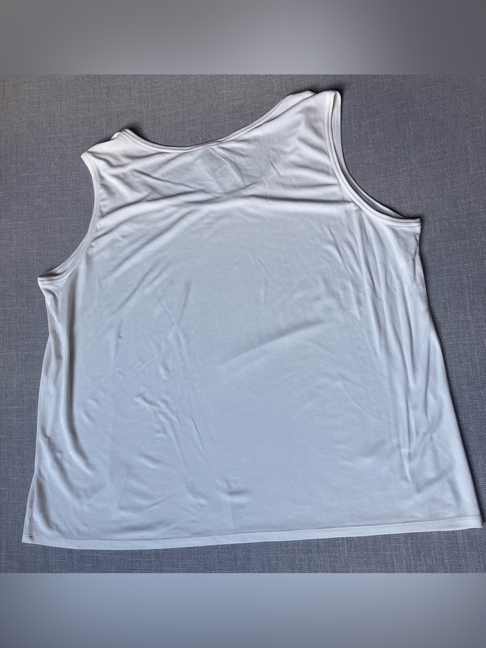 Eileen Fisher Soft White Jersey Silk Scoop Neck Short Shell Sleeveless Tank - Picture 4 of 12